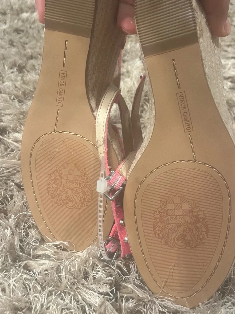 Vince Camuto Bright Pink Studded Espadrille Sandals